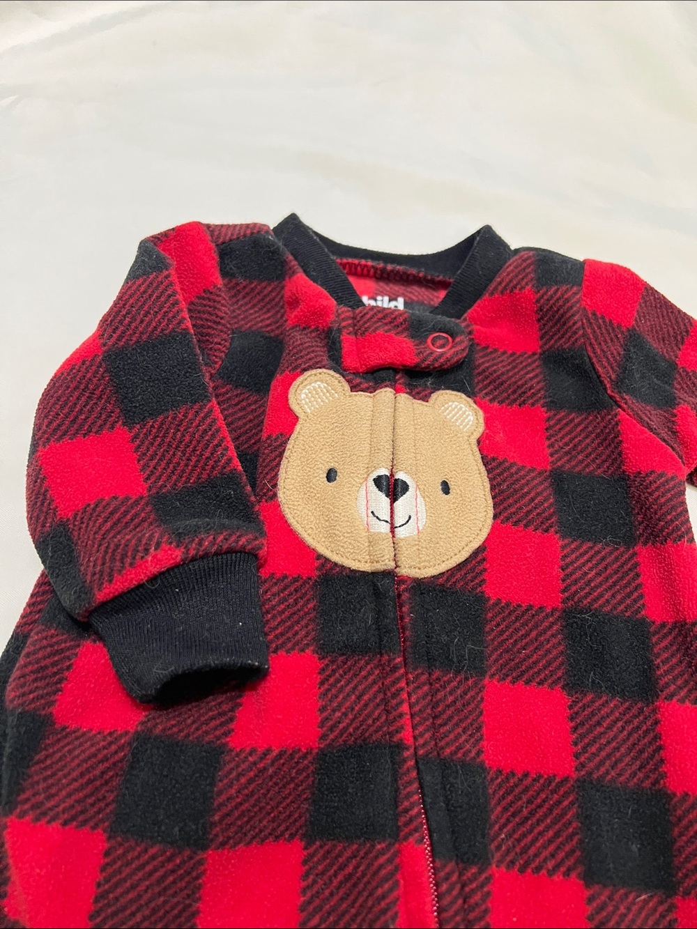 “Bundle 10/$13” Carters newborn Plaid Bear One-Piece Pajamas footed sleeper - Picture 3 of 6